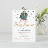 Invitation Bébé mignon Dinosaure Hatching Baby shower neutre (Debout devant)