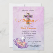 Invitation Bébé mignon dormant dans une fleur Baptême Invitat (Devant)