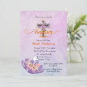 Invitation Bébé mignon dormant dans une fleur Baptême Invitat (Debout devant)