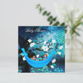 Invitation Bébé mignon douche bébé garçon bébé hamac bleu mag (Debout devant)