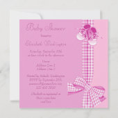 Invitation Bébé mignon Douche Douche rose Chaussures et ruban (Dos)