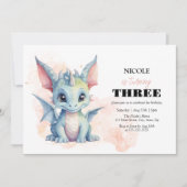 Invitation Bébé mignon Dragon Fairytale Enfant Anniversaire (Devant)