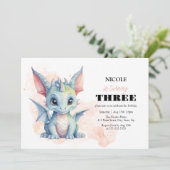 Invitation Bébé mignon Dragon Fairytale Enfant Anniversaire (Debout devant)