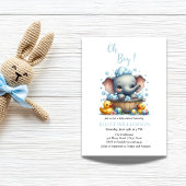 Invitation Bébé mignon Eléphant Aquarelle bulles Baby shower