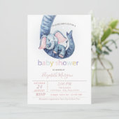 Invitation Bébé mignon Eléphant Baby shower Pois (Debout devant)