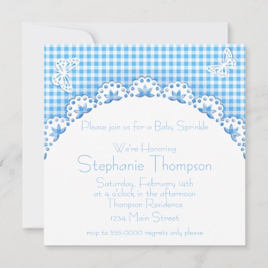 Invitation Bébé mignon Eléphant Bleu Bébé Sprinkle Douche (Dos)