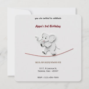 Invitation Bébé mignon éléphant équilibre sur corde Personnal