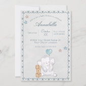 Invitation Bébé mignon éléphant et ballons d'aquarelle (Devant)