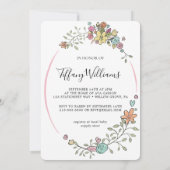 Invitation Bébé mignon Eléphant Fille Flore Baby shower à nei (Dos)