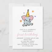 Invitation Bébé mignon Eléphant Première fête d'anniversaire (Devant)