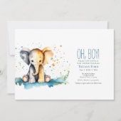 Invitation Bébé mignon éléphant Safari-Theme Baby shower garç (Devant)