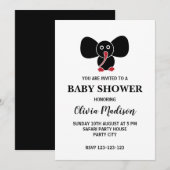 Invitation Bébé mignon éléphant Sexe Baby shower neutre (Devant / Derrière)