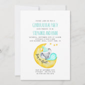 Invitation Bébé mignon éléphant sur la lune révélation de gen (Devant)