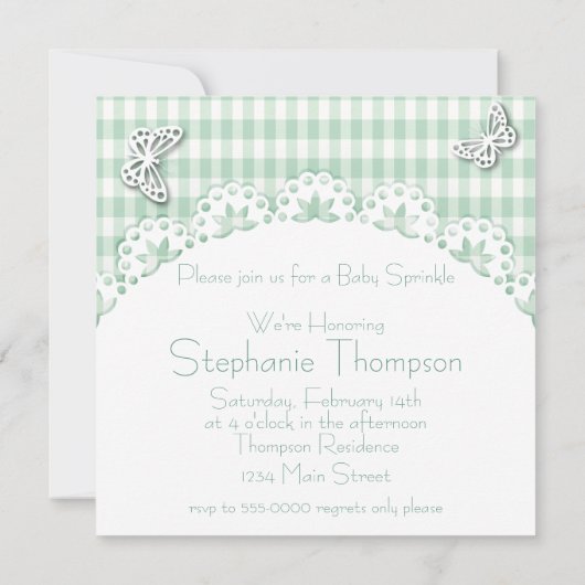 Invitation Bébé mignon Eléphant Vert Bébé Sprinkle Douche (Dos)