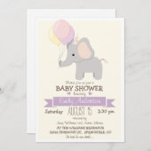 Invitation Bébé mignon éléphant, Zoo Jungle Baby shower anima (Devant / Derrière)