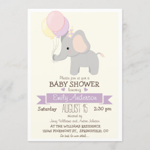 Invitation Bébé mignon éléphant, Zoo Jungle Baby shower anima