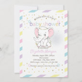 Invitation Bébé mignon Eléphants Étoiles Baby shower (Devant)