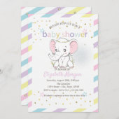 Invitation Bébé mignon Eléphants Étoiles Baby shower (Devant / Derrière)