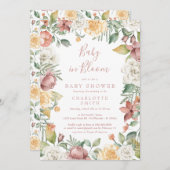 Invitation Bébé mignon En Fleur Floral Fille Baby shower Boho (Devant / Derrière)