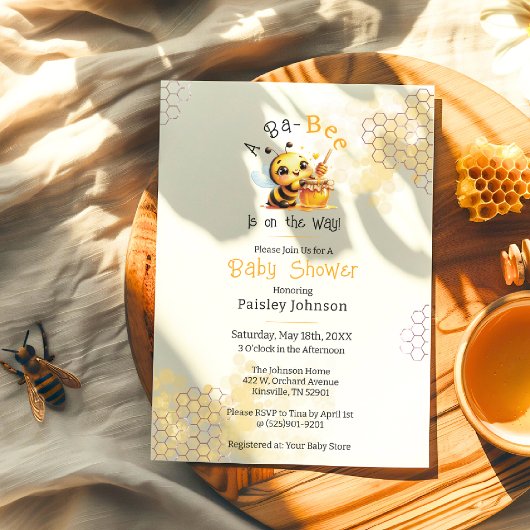 Invitation Bébé Mignon en Route Fête Prénatale Bébé Abeille