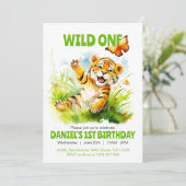 Invitation Bébé mignon et sauvage Papillon tigre 1er annivers (Debout devant)