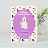 Invitation Bébé mignon fantôme Halloween Anniversaire Invitat (Debout devant)