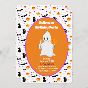 Invitation Bébé mignon fantôme Halloween Anniversaire Invitat