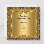 Invitation Bébé Mignon Fête de Naissance Bébé Fille Léopard O (Dos)