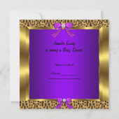 Invitation Bébé Mignon Fête de Naissance Bébé Fille Léopard V (Dos)