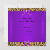Invitation Bébé Mignon Fête de Naissance Bébé Fille Léopard V (Dos)