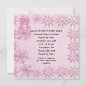 Invitation Bébé Mignon Fête de Naissance Fille Jolis Flocons (Dos)