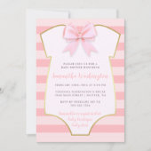 Invitation Bébé mignon fille Blush Bow rose et Baby shower or (Devant)