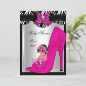 Invitation Bébé Mignon Fille Licorne Chaussure Rose Chaud Bab (Debout devant)