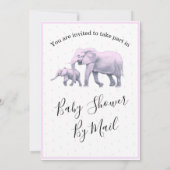 Invitation Bébé mignon fille rose Eléphants Baby shower moder (Dos)