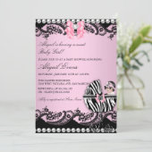 Invitation Bébé mignon fille Zebra dentelle et Baby shower de (Debout devant)
