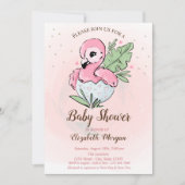 Invitation Bébé mignon Flamant rose rose Étoiles Baby shower (Devant)