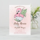 Invitation Bébé mignon Flamant rose rose Étoiles Baby shower (Debout devant)