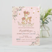 Invitation Bébé mignon Fleurs de cerfs, Baby shower d'étoiles (Debout devant)