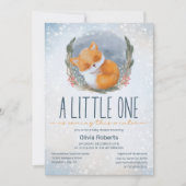 Invitation Bébé mignon Fox Baby shower hiver neige (Devant)