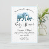 Invitation Bébé mignon garçon bleu Eléphants Baby shower (Debout devant)