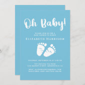 Invitation Bébé mignon garçon douche bleu (Devant / Derrière)