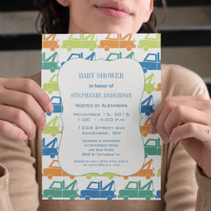Invitation Bébé mignon garçon remorque Baby shower de camion