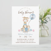Invitation Bébé mignon Giraffe Ballons Baby shower dans (Debout devant)
