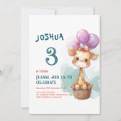 Invitation Bébé mignon Giraffe I Ballons Anniversaire de enfa (Devant)