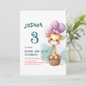 Invitation Bébé mignon Giraffe I Ballons Anniversaire de enfa (Debout devant)