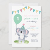 Invitation Bébé mignon Koala Balloon Party Drapeau Anniversai (Devant)