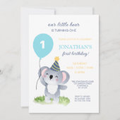 Invitation Bébé mignon Koala Casquette de la fête de ballon A (Devant)