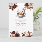 Invitation Bébé mignon lapin | Anniversaire Tea Party (Debout devant)