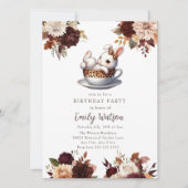 Invitation Bébé mignon lapin | Anniversaire Tea Party (Devant)