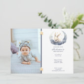 Invitation Bébé mignon lapin sur une lune Anniversaire des en (Debout devant)